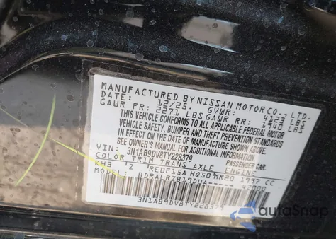 2026 Nissan Sentra Sr z USA, uszkodzony, nr VIN 3N1AB9DV8TY228379